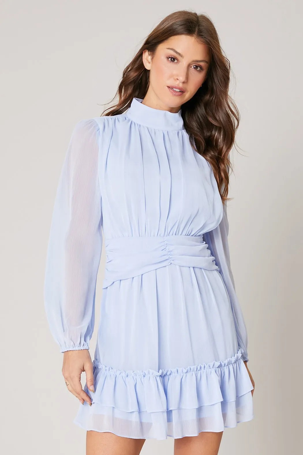 Newport Shirred Ruffle Dress