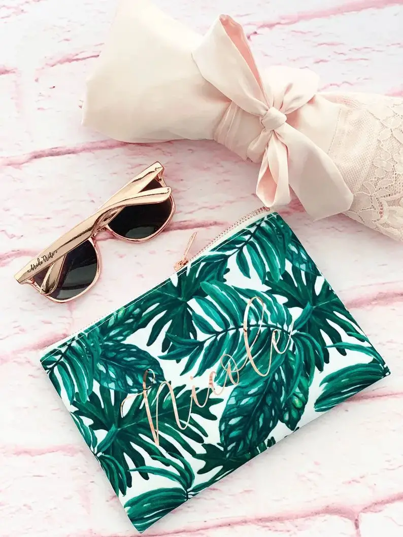 Palm Leaf Makeup Bag