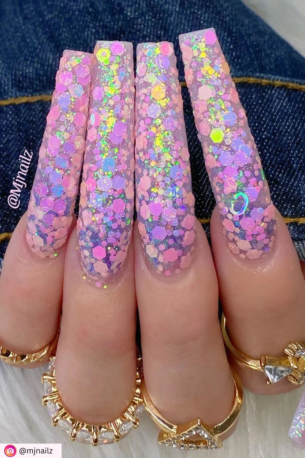 Sparkling Jewel Coffin Nails