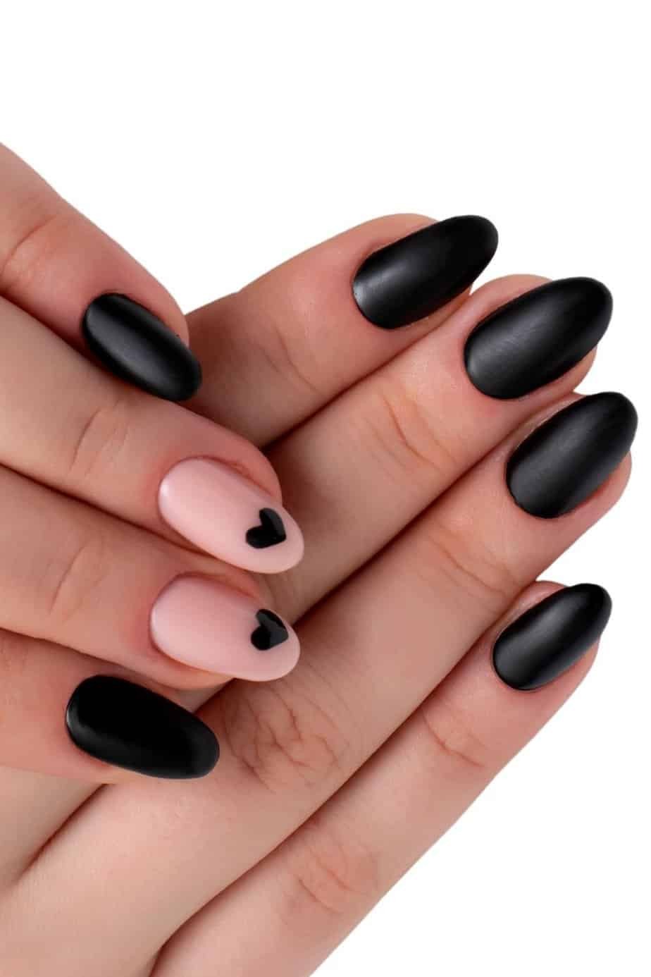 Black and Pink Nails