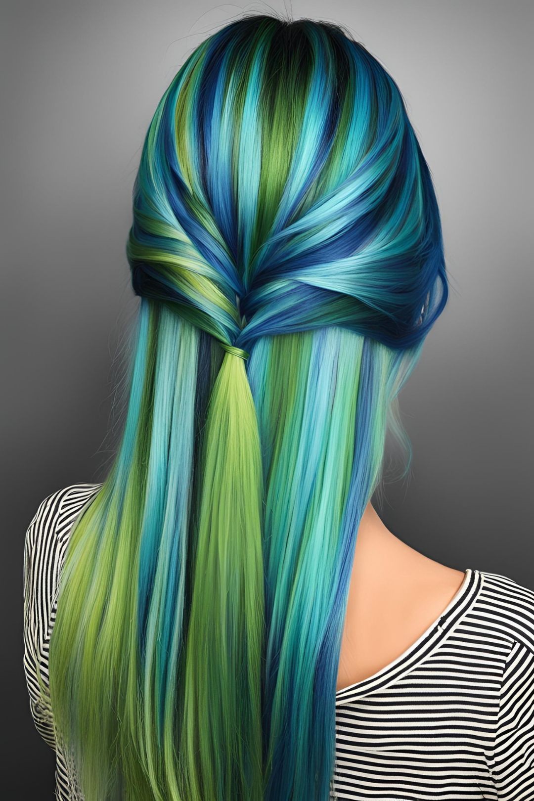 Stripy Blue and Green Hair