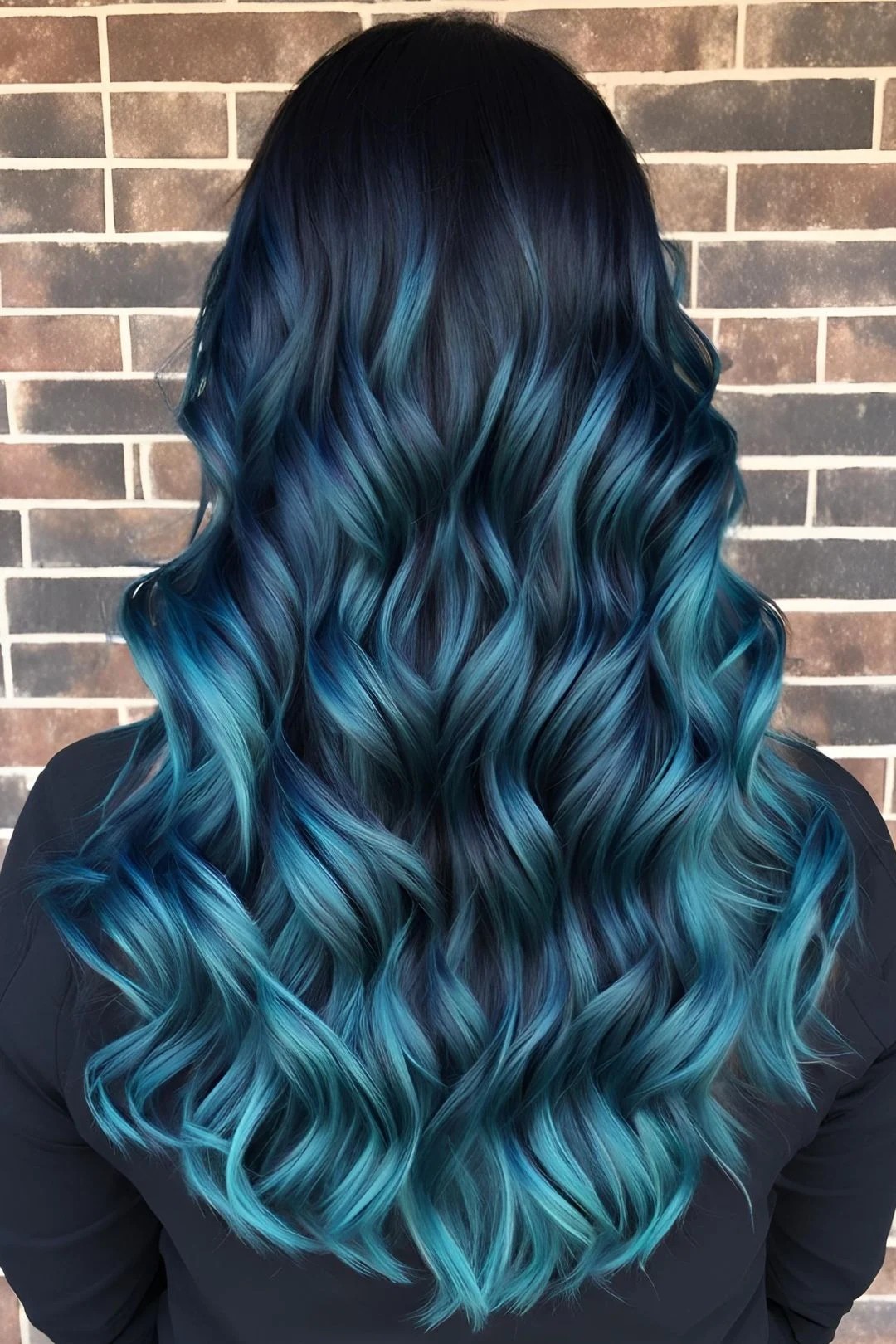 Midnight Blue and Teal Balayage