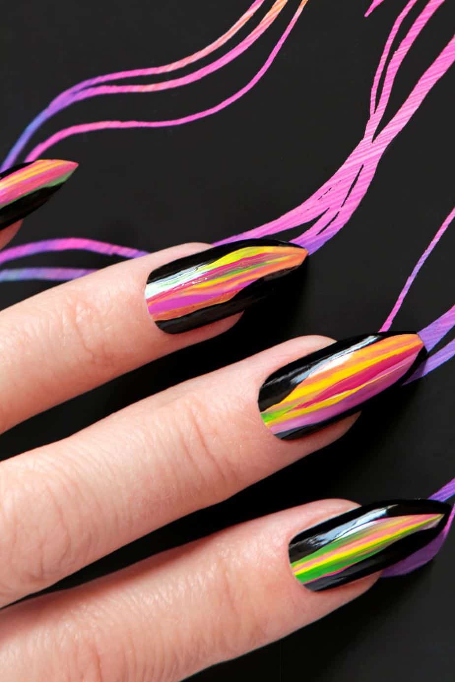 Black Rainbow Nail Designs