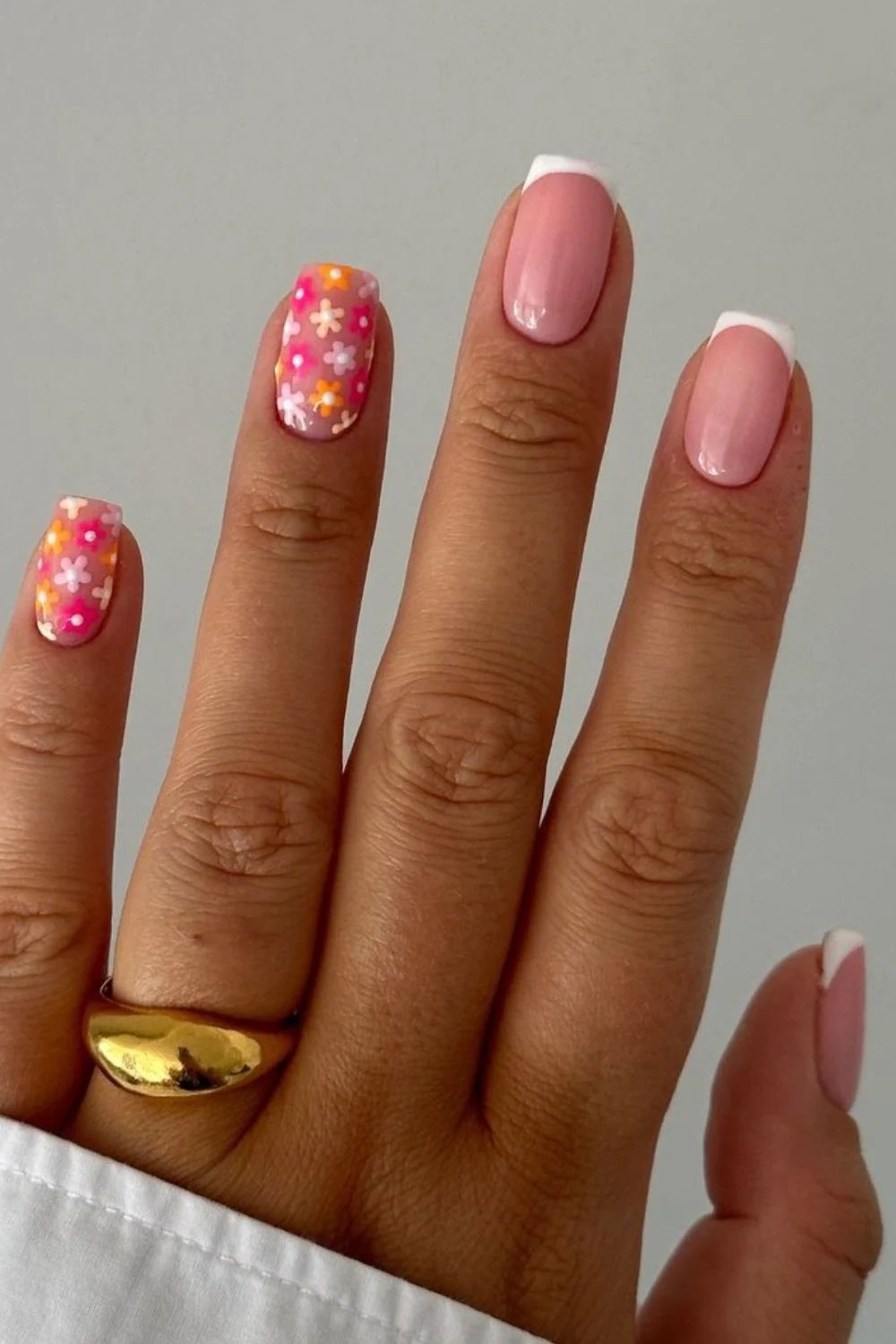 Floral French Manicure