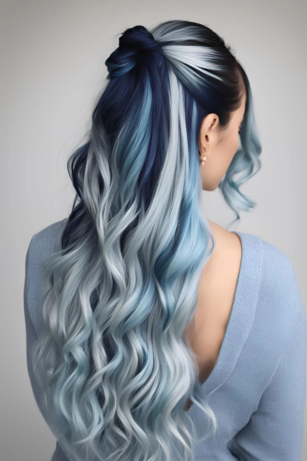 Stripey Blue Gradient Hair