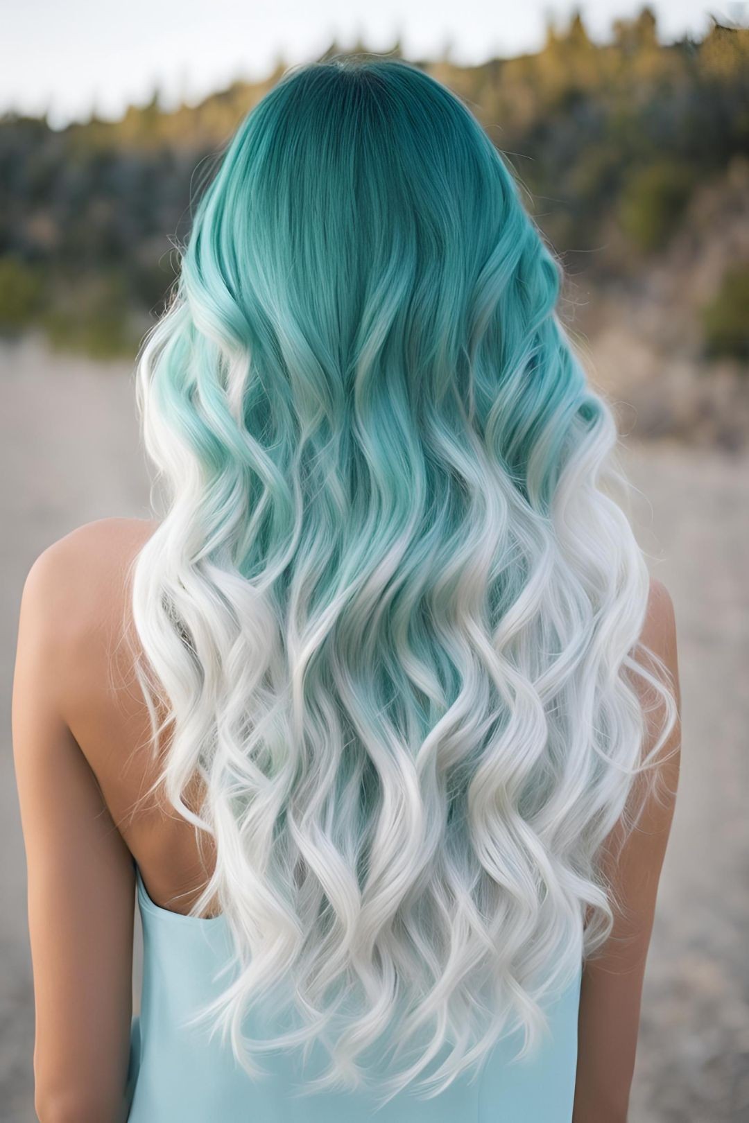 White and Turquoise Hair